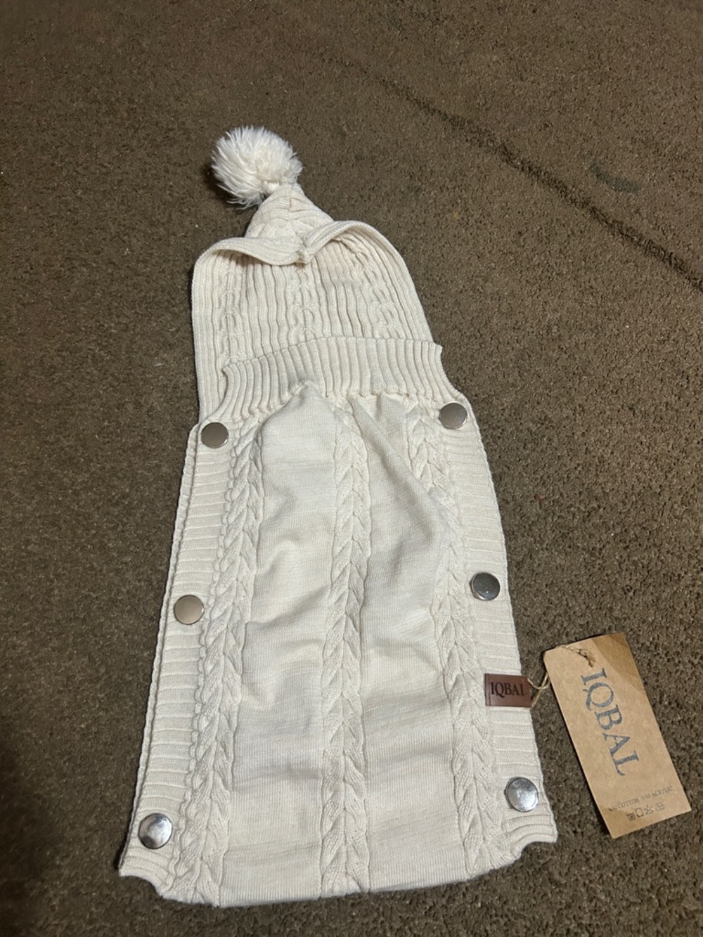 Cream Cable Knit Pom-Pom Dog Sweater Coat